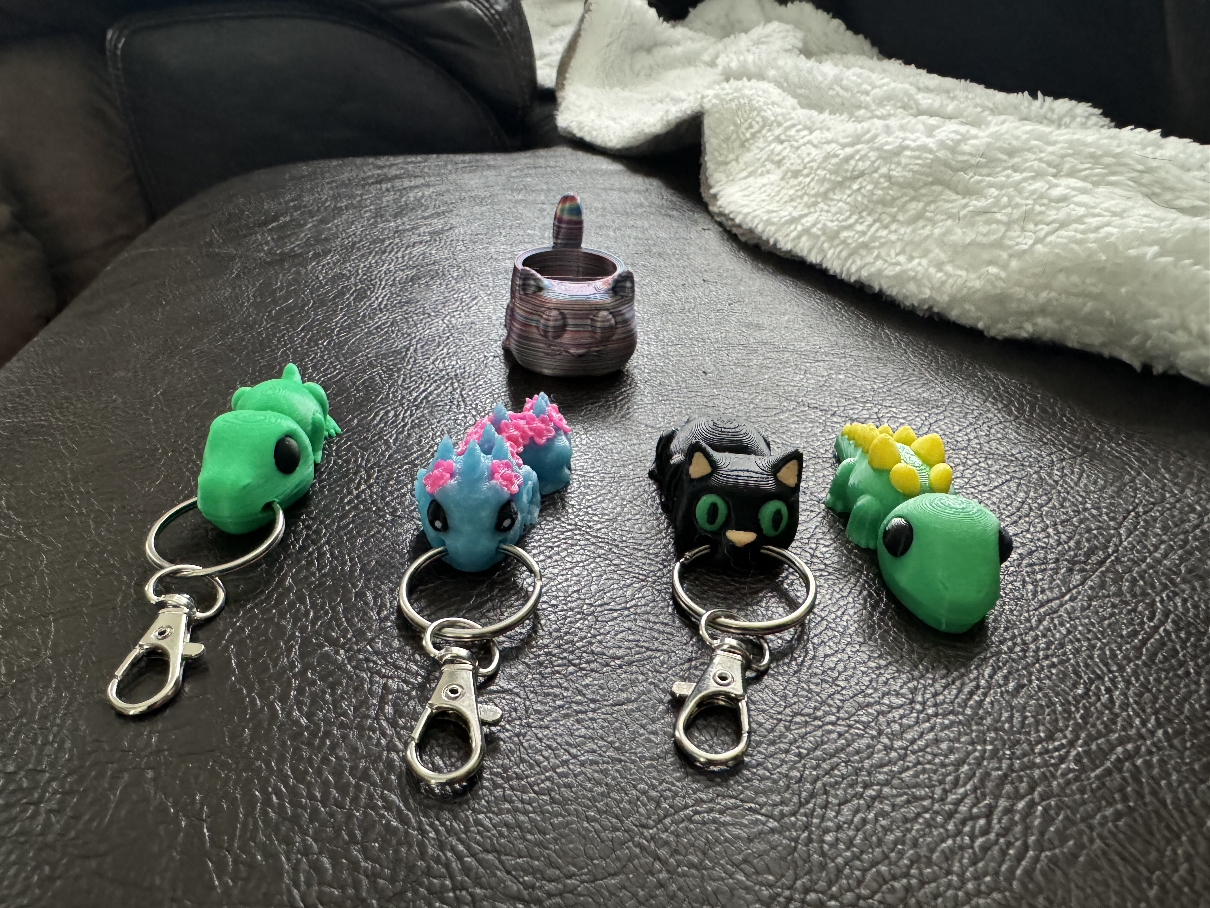 Assorted animal keychains on display