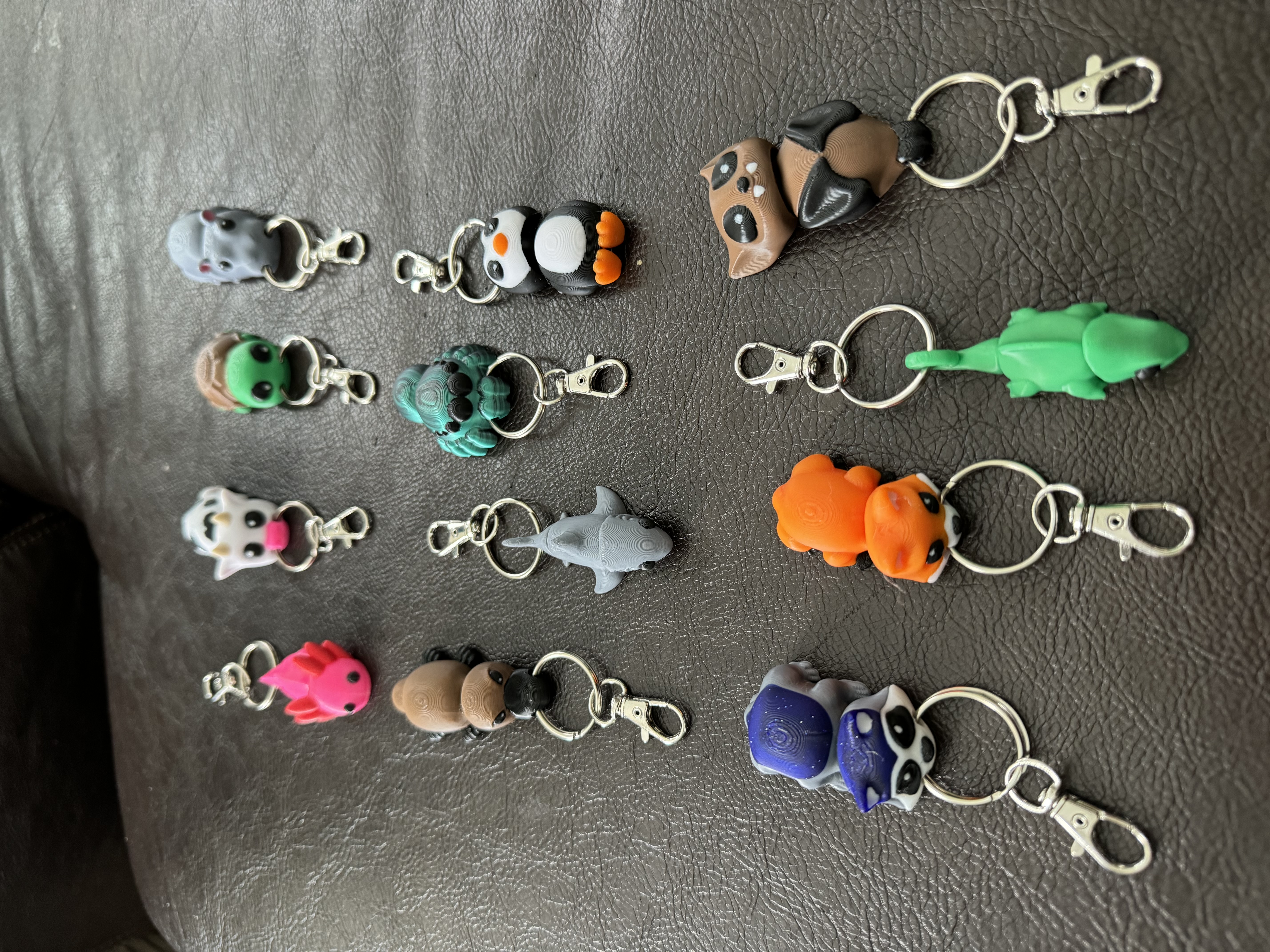 12 assorted animal keychains variety